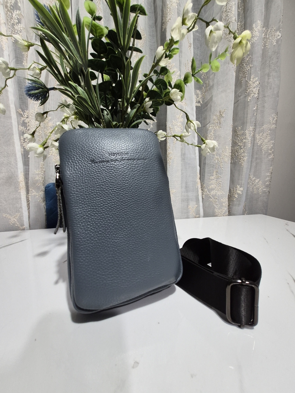 remium Pebbled Leather Bag – Sleek Gray (Brand: Havtijoe